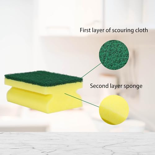Image of Sponges, Eco Non-Scratch Scrub Pads, Dish Scrubber for Cleaning Kitchen and Dish Cleaning,12 Scrubbing Sponges+ Draining Rack