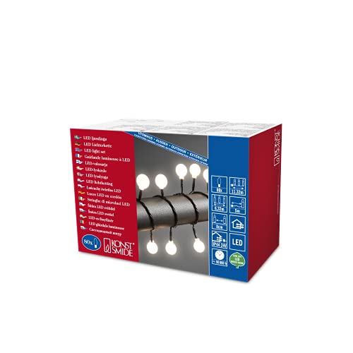 Konstsmide LED Globelichterkette, große runde Dioden, 80 warm weiße...