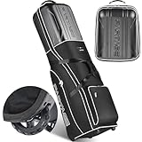 Golf Travel Bag Hard Case Top with Wheels, 900D Heavy Duty Oxford, Golf Bag Travel Case for Airlines, Protect Clubs and Easy to Maneuver-Black