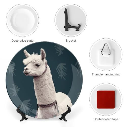 Plato Decorativo Alpaca Llama de Porcelana Bone China 6 pulg miniatura 3