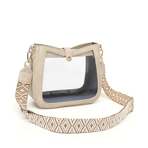 Image of LOXOMU Clear Crossbody Bags Stadium Approved, Clear Purses with Guitar Strap Clear bag for Stadium Events, Concerts