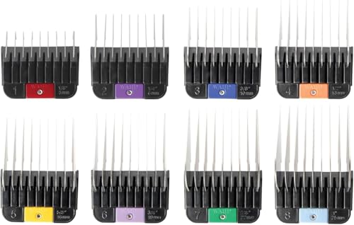 WAHL Detachable Stainless Steel Attachment Combs, 3mm – 25mm, #1-8, Prime Series, Edelstahl, Aufsätze, Rostfrei, Schwarz