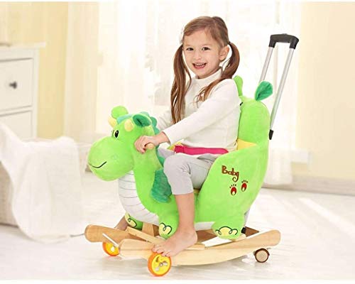 ZHANGYUEFEIFZ Schaukelpferd Plüsch Schaukeltier Pferd Rocking Horse Kinderstuhl Baby Trojan Dinosaurier Spielzeug… – Bild 3