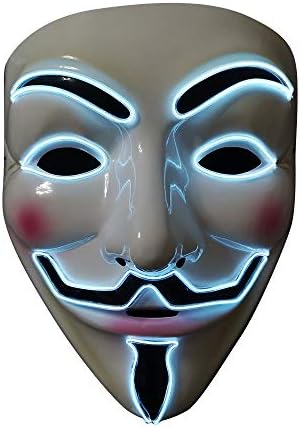 SOUTHSKY® LED Mask V For Vendetta Mask EL Wire Light Up For Christmas Halloween Costume Cosplay Party (V-RED)