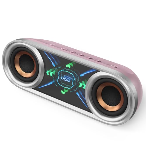 DOSS SoundBox Pro+ P400 Bluetoothスピーカー 50W 重低音 ワイヤレス ポータブル 小型 ブルートゥース スピーカー【26時間再生/ワイヤレスステレオ対応/クールファントムミラーライト搭載/IPX5 防水/マイク内蔵/Au