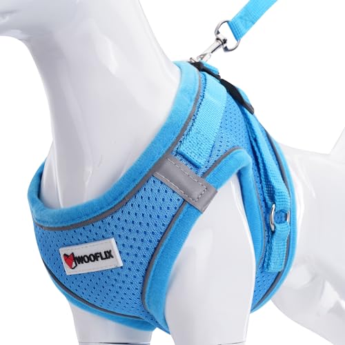 WOOFLIX Dog Harness for Small Dogs, Puppies and Cats Suitable for Small Size Dogs, Cats & Puppies of 2.5kg-4.5kg Reflective Soft Padded Dog Harness with Secure Fit Blue (2.5kg-4.5kg Dog & Cat)