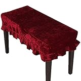 Monkeysell Piano Stool Chair Bench Cover Pleuche Decorated with Macrame Fringes 75 X 35cm for Piano Dual Seat Bench Universal (red Chair Bench)