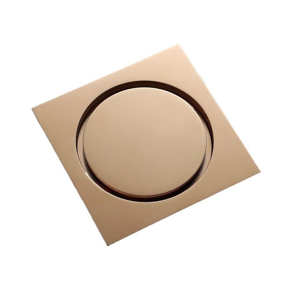 Floor Drain Floor Drain Brass Rose Gold Square 10x10cm Bathroom Shower Waste Grates Strainer Toilet Balcony Water Drains(Champagne Gold 051-4)