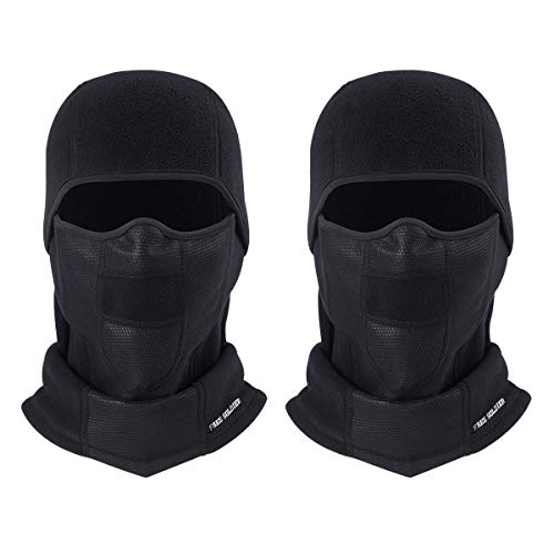 FREE SOLDIER Winter Balaclava Ski Mask Motorcycle Mask for Men & Women Fleece Neck Gaiter for Snowboarding Cycling Black (2 Pack)
