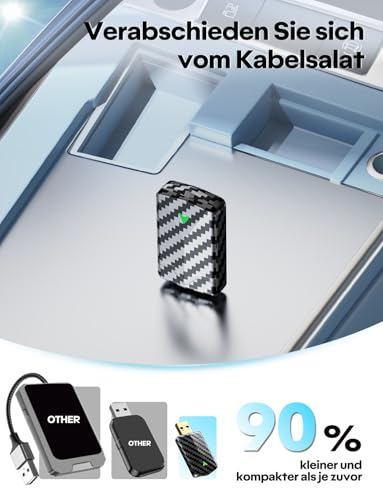 CODONOVA 2026 Pro Mini CarPlay Wireless Adapter–Android Auto Wireless Adapter, Plug & Play, USB-A/USB-C, Stabil und Kompakt für Flüssiges Fahren, Kompatibel mit Autos ab 2016, iOS 10+ und Android 10+