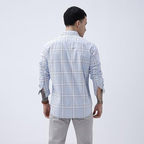 Image of BASICS 100% Cotton Checked Shirt for Men | Slim Fit | Everyday Smart Casual Wear | Full Sleeve