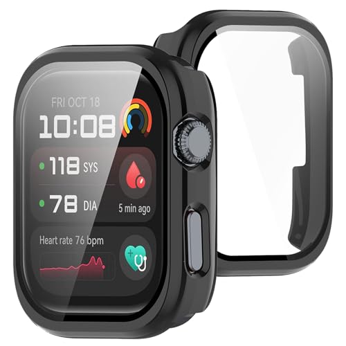 BUITFOU For HUAWEI Watch D2 �J�o�[ D2 �P�[�X �����^ PC+�K���X�f�� ��̌^ �t�@�[�E�F�C D2 �P�[�X�Ή� �S�ʕی� �����^ �����ȒP �ϏՌ� �����ߗ� �w��h�~ ���h�~�i�u���b�N�j