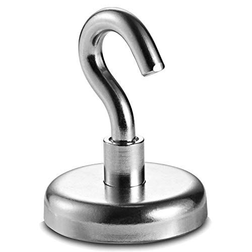 Gancho Magnético, PEMOTech Super Fuerte Magnets Neodymium Strong Hooks Pack, Gancho Magnético para Servicio Pesado, Ganchos de Techo para uso en interiores o al aire libre (1 PCS / 68 KG)