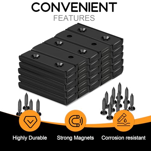 Image of TRYMAG Bar Magnets, 45Lbs 6 Pack Countersunk Hole Magnet with Screw