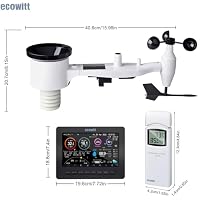 ECOWITT Wetterstation HP2551, 7 Zoll große WiFi TFT Farbdisplay Konsole mit den 3-in-1 Innensensoren, 7 in 1 Solarbetriebener Funk Wettersensor für draußen, Haus Garten Bauernhof Wettervorhersage – Ansicht 3