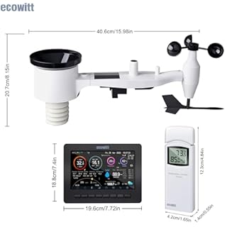 Ecowitt Wireless Wi-Fi Weather Station - Digital Weather Forecast with 7 Inch TFT Screen, Rain Gauge, Anemometer, Solar Radiation, Solar Powered, Gateway for Ecowitt Ecosystem, HP2551