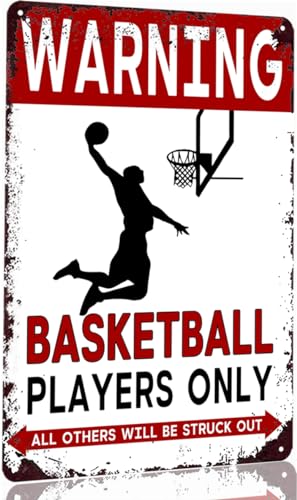Panneau de basket-ball en étain - Cadeau pour garçons de 8 à 12 ans - Décoration sportive pour chambre de garçon - Affiche vintage en métal -...