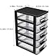 SAFIGLE Transparenter Schubladen 5-Stufiger Aufbewahrungsschrank Schwarz-Transparent FüR Schmuck Kosmetik Und BüRobedarf Schubladenbox Schubladen Organizer Mit