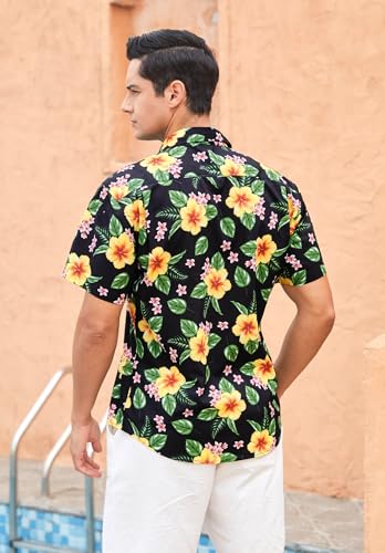 Image of Enlision Men's Hawaiian Shirt Short Sleeve Casual Summer Beach Aloha Shirt Floral Button Down Tropical Hawaii Shirts