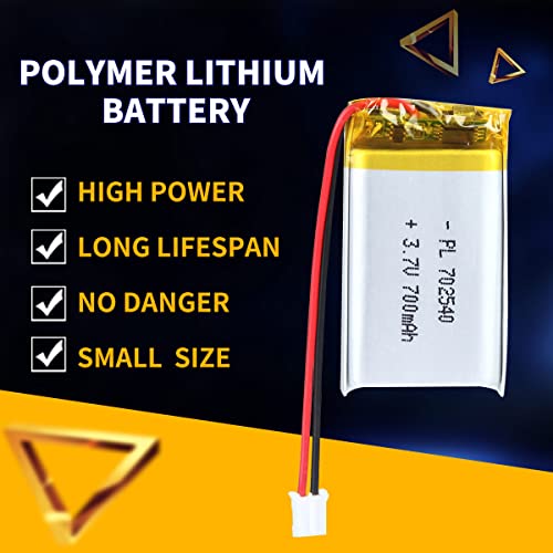 Akzytue 3.7V 700Mah 702540 Lipo Battery Rechargeable Lithium Polymer Ion Battery Pack With Ph2.0Mm Jst Connector #TOP4