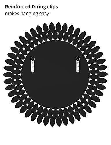 Yoayo Decorative Round Wall Mirrors - Jeweled Accent Mirror For Wall Decor- Gorgeous Circle Mirrors For Entryway Hallway Bedroom Living Room Hotel Home Vanity Silver Mirror 24" X 24" #TOP6