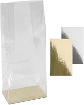 Ideen mit Herz Block Bottom Bags | Transparent | Elegant Gift Packaging | Biscuit Bag | with Extra Shelf | Food Safe | 11 cm x 7 cm, 27 cm | Pack of 30