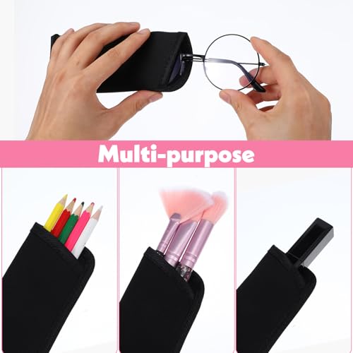 Image of YUXIANLB 6Pcs Slip in Eyeglasses Cases, Reading Glasses Pouch, Fabric Spectacle Pouch, Soft Slim Glasses Slip in Glasses Sleeve, Black Eye glasses Pouch Bag