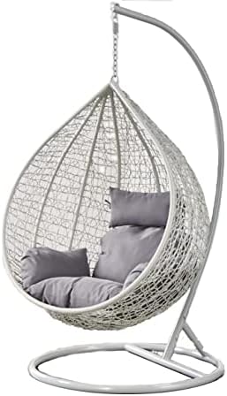 Areebz Hanging Egg Chair Rattan Swing Chair for Garden, Patio, Decking indoor outdoor bedroom Furniture hammock chair (Grey)