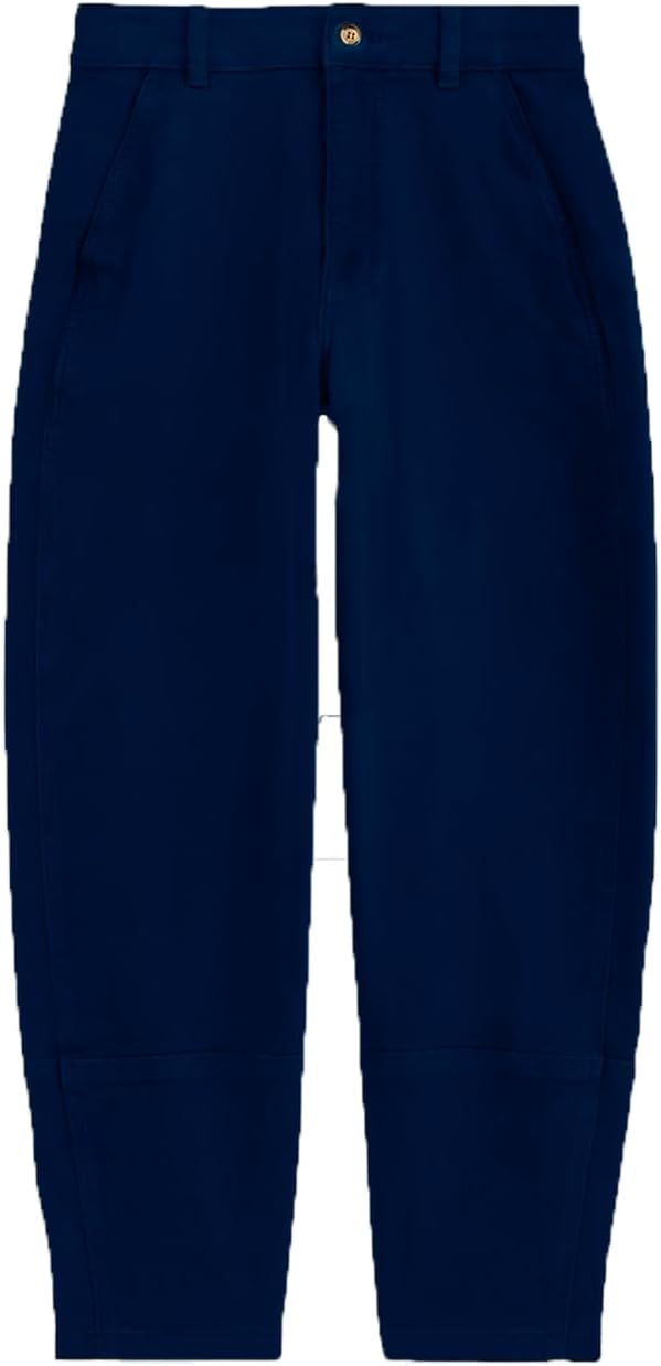 Womens High Waisted Barrel Pants Loose Fit Wide Leg Trousers Casual Straight Pants with Pockets - Image 4