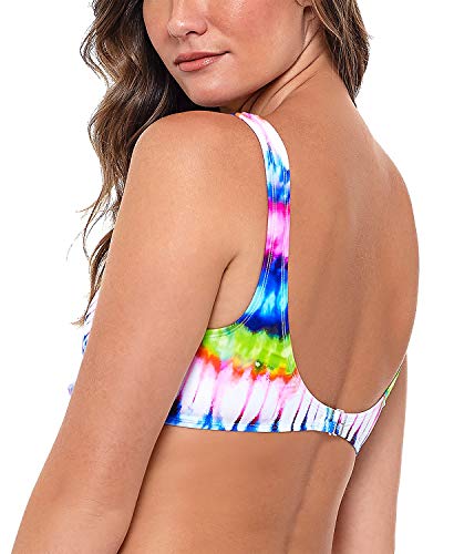 Salt + Cove Top de biquíni juvenil com estampa tie dye-dye, Multi, L