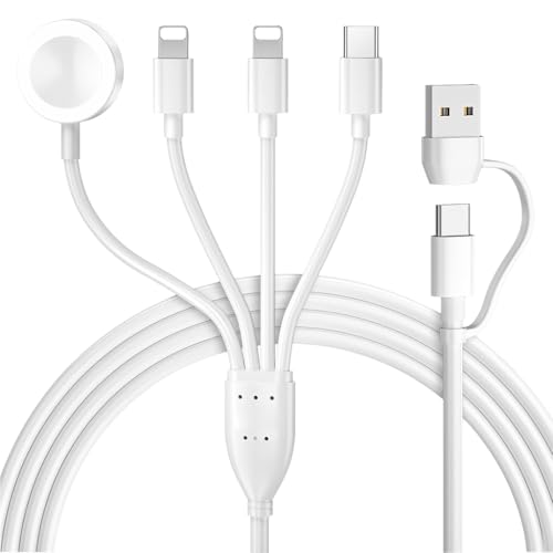 Image of Verilux 4 in 2 Type C Cable Fast Charging, 5.9FT Type C Cable for iPhone Wireless Magnetic Charging Cable for iWatch, USB /C to C, Lighting, Magnetic Wireless Pad for iWatch Series SE /8 /7 /6 /5 /4 /3