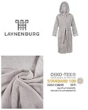 LAYNENBURG Szlafrok męski frotte - Kaptur - długi - 100% bawełna (380g/m2) - OEKO TEX Standard 100 - Rozmiar M, L, XL, XXL, 3XL, szary, XL
