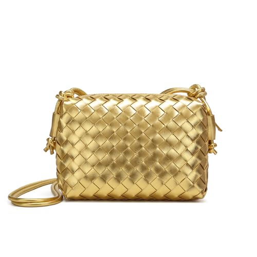 Image of Woven Crossbody Bags for Women Handmade Woven Purse Shoulder Bag Small Handbag PU Leather Purses Bag