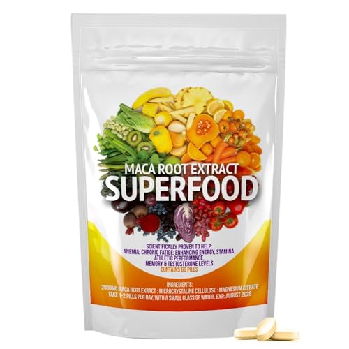 High Strength Maca Root Extract Pills for Men & Women | Natural Energy, Stamina & Performance Support | Vegan & Halal | 2000mg Per Serving | 60 Tablets | UK Made | Protein Superfood Tablets