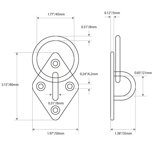 FEMOR Diamond Pad Eye Plate, 8mm Heavy Duty Anchor with Ring for Wall/Ceiling Mount, Great for Suspension Training Straps, Crossfit Olympic Rings, Yoga Swings, Hammocks, Boxing Equipment, Boat & Marin - Thumbnail 4