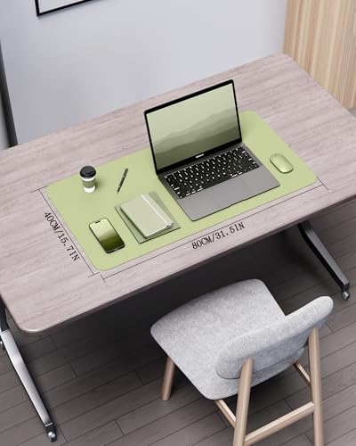 Image of YSAGi Double-Sided Desk Pad, 31.5 inchx15.7 inch Leather Desk Mat, Eco Cork Desk Pad Protector,Large Mouse Pad,Waterproof Desk Blotter for Office /Home (Matcha Green /Cork)