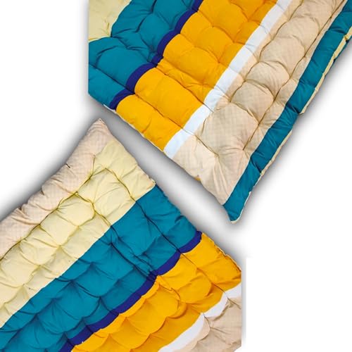 Image of Deevine Craft Soft Cotton Foldable Mattress - Lightweight, Firm Single Gadda | 3D Design Print, 72x36 Inches (3x6 ft) | Portable for Picnic, 1 Sleeping Capacity (Beige Design Mattress)
