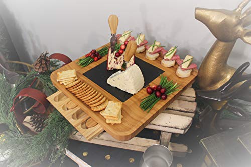 image for Intuition Trading Company Premium Bamboo Cheese Board and Cutlery Set 