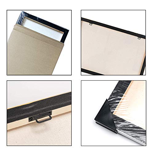 Tourrest Teal Grey Coastal Beach Canvas Wall Art Black and White Blue Sea Ocean Moon View Nature Landscape Large Wooden Décor Seaside Waves Poster Modern Home Print Painting for Office, 24 x 20 in - Image 5