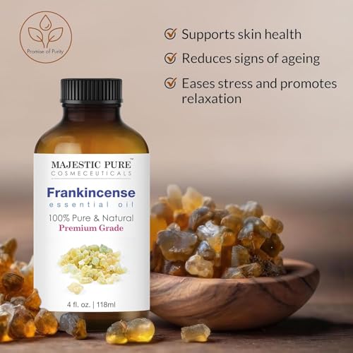 Image of Majestic Pure Frankincense Essential Oil for Diffuser - 4 Fl Oz (Pack of 2) | 100% Natural Essentials Oils Ideal for Humidifier, Air Freshening, Cleaning Home, Bath, Steam Inhalation and Massage