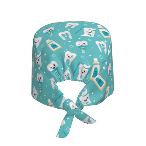Image of Working Cap Scrub Cap with Sweatband Adjustable Unisex Women Tie Back Hat Nurse Surgical Caps