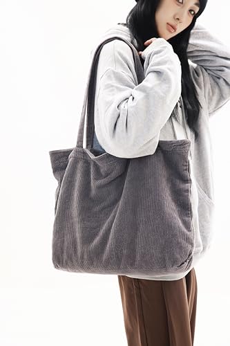 Image of Cotton Tote Handbag Women Canvas Crossbody Beach Bag Hobo Shoulder Tote Bag with 3 External Pocket,Zipper Closure