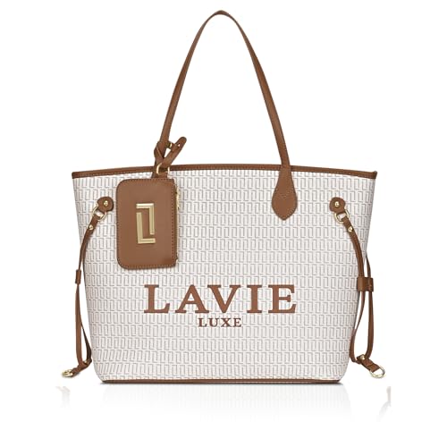 Image of Lavie Luxe Women's Monogram Elise Laptop Tote Handbag | Fits Upto 15 Inch Laptop | Laptop Bag for Work | Ladies Purse | Stylish Shoulder Bag | Gift For Women