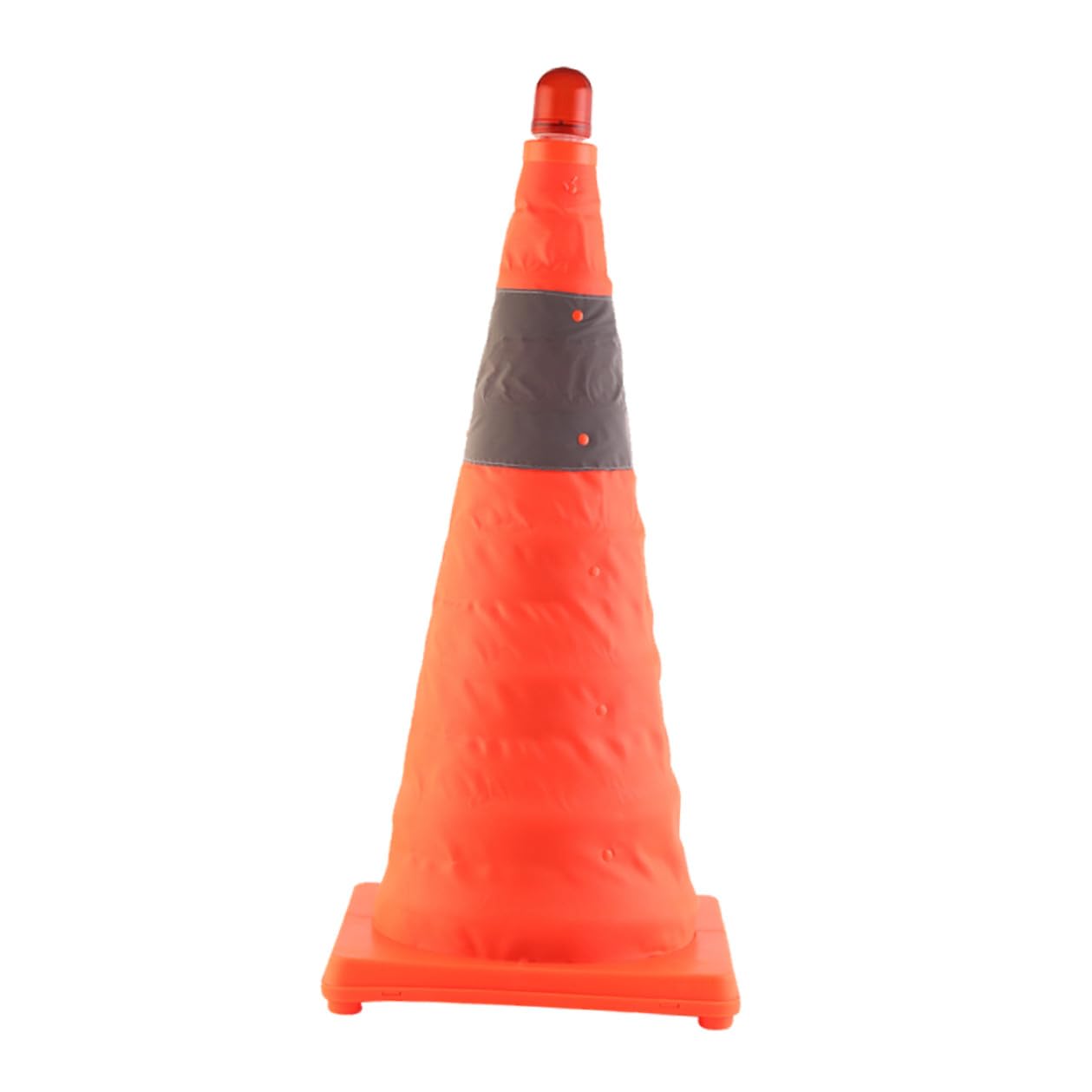 Sosoport Cône de Pliable avec LED Cône de Chantier Réfléchissant à Bandes Haute Visibilité Base Caoutchouc pour Sécurité Routière et Événements Sportifs Grand Modèle Orange