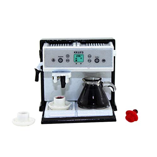 junengSO Kaffeemaschine, 1:12 Puppenhaus Miniaturküche Metall Expresso Kaffeemaschine Dekor Ornamente Cover