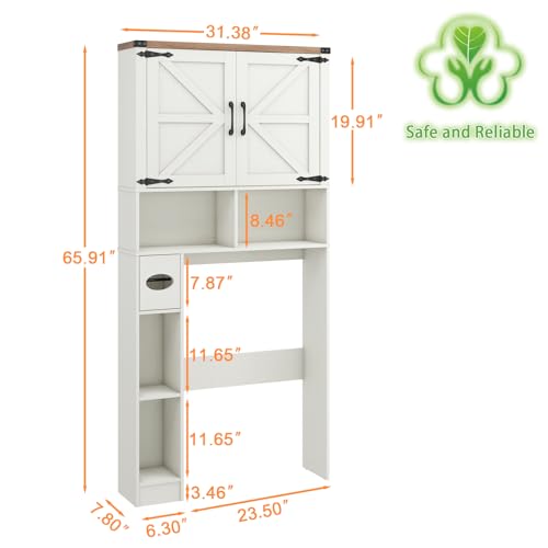 Over-The-Toilet-Storage-Cabinet-Farmhouse-Storage-Cabinet-Over-Toilet-with-2-Barn-Doors-Toilet-Paper-Holder-StandHome-Space-Saving-Toilet-Rack-for-Laundry-Restroom-Bathroom Over The Toilet Storage Cabinet Farmhouse Storage Cabinet Over Toilet with 2 Barn Doors Toilet Paper Holder StandHome Space Saving Toilet Rack for Laundry Restroom Bathroom