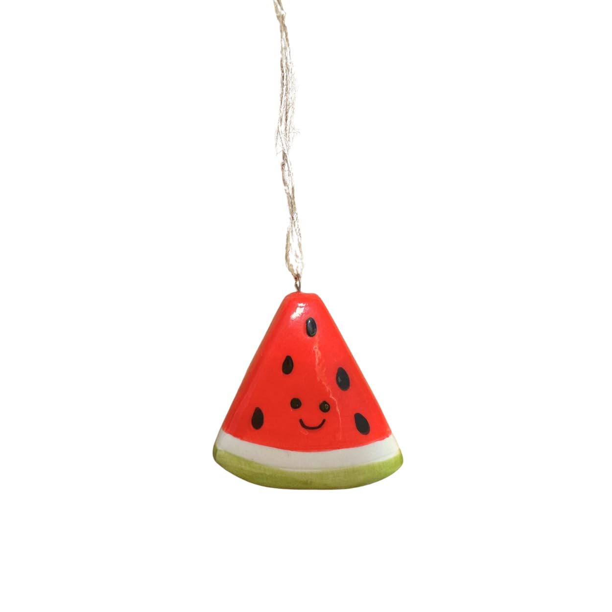 Giftware Trading Red Ceramic Watermelon Hanging Decoration – Cute Fruit Slice Ornament With Twine Loop – Spring Summer Home Décor