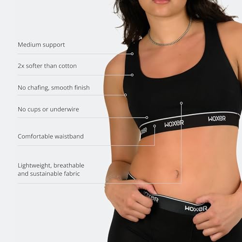 Image of Woxer Boss Bralette for Women - Wireless, Seamless Racerback - Modal Sports Bra, Lounge, Sleep Bralette, Wireless Bra