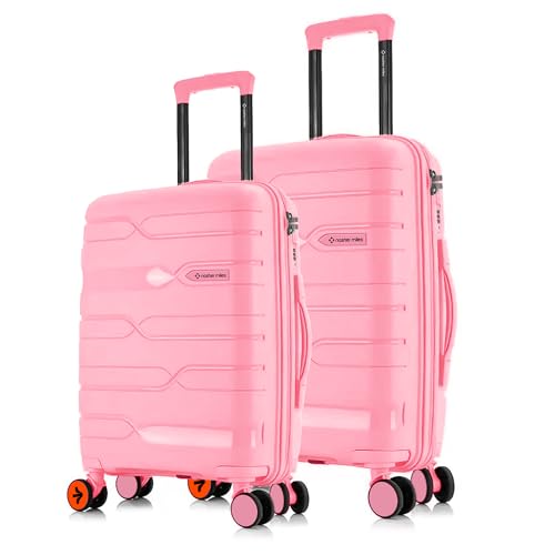 Image of Nasher Miles Paris Hard-Sided Polypropylene Luggage Set of 2 | 65cm & 75cm | 8 Wheels Medium & Large Trolley Bag for Travel | Suitcase (Pink)