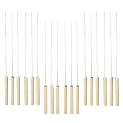 Good 50 peças de garfos de aço inoxidável para churrasco, cabo de madeira, palitos de churrasco, agu